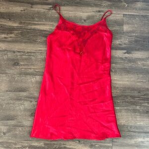 Red Rose Lace Slip Dress
